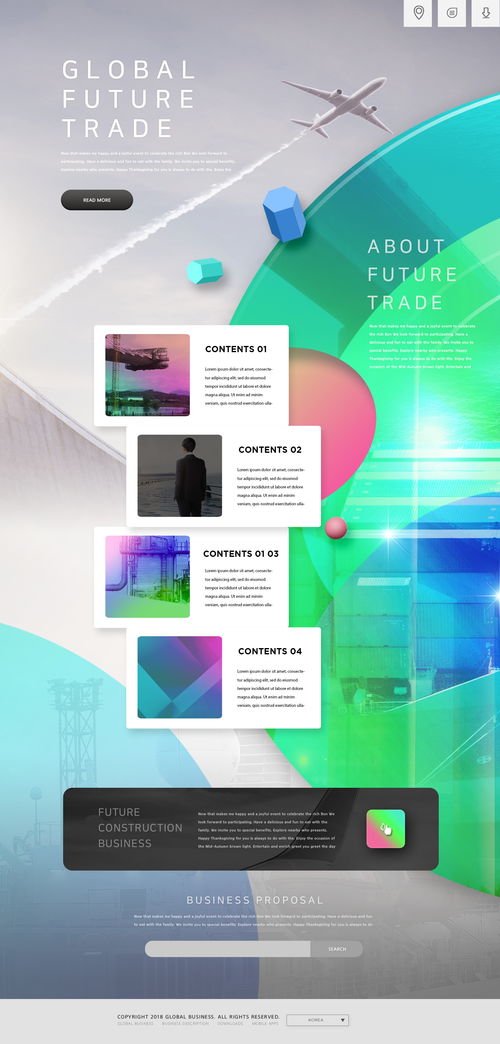 漸變色彩引領溝通合作 Web科技助力企業(yè)商務發(fā)展與網頁設計